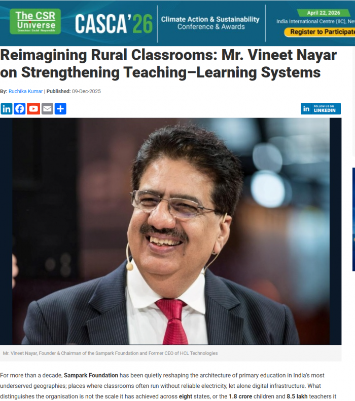 Reimagining Rural Classrooms: Mr. Vineet Nayar on Strengthening Teaching–Learning Systems Reimagining Rural Classrooms: Mr. Vineet Nayar on Strengthening Teaching–Learning Systems